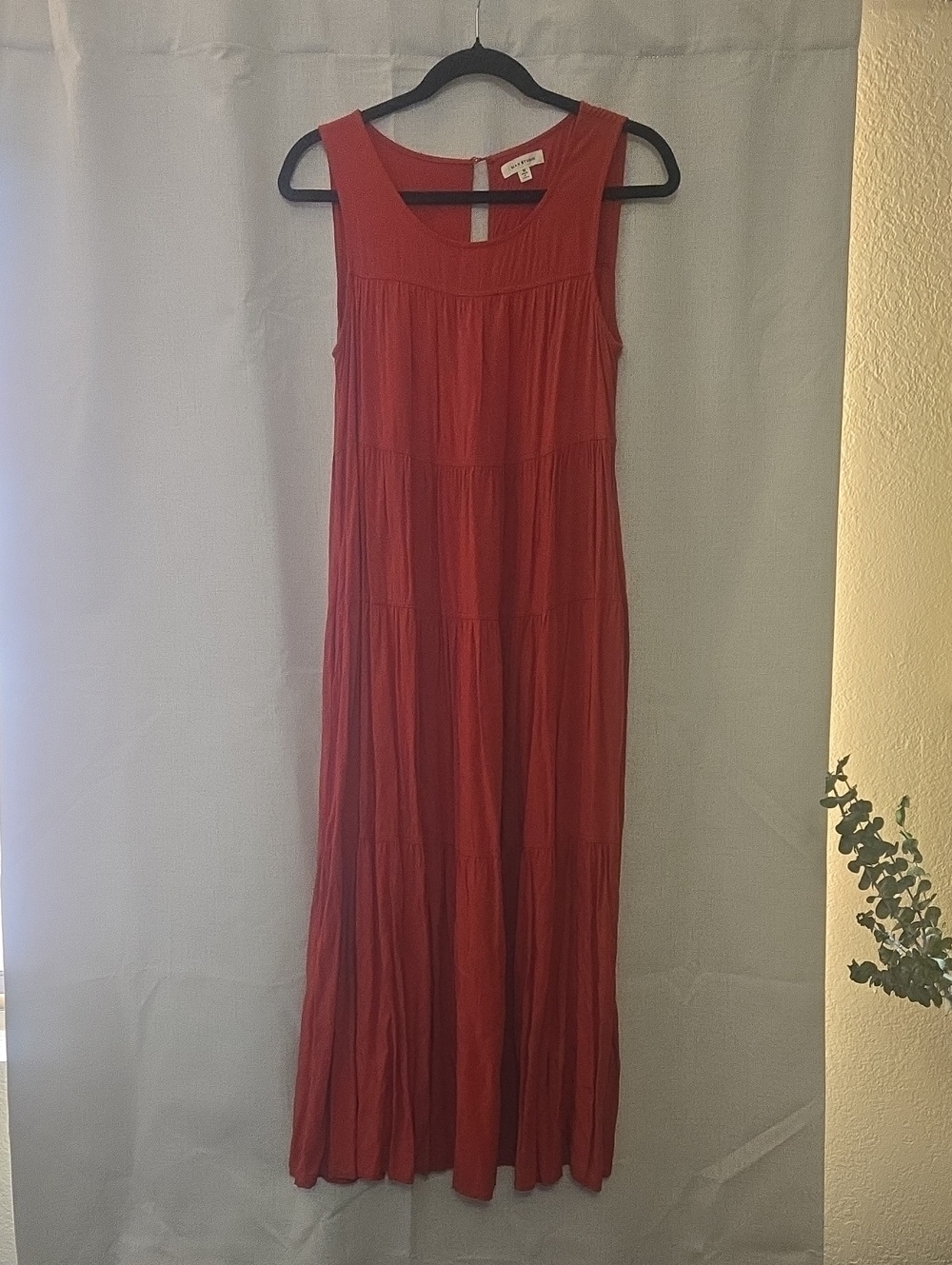 Max Studio Sleeveless Rusty Red Tiered Maxi Sundress